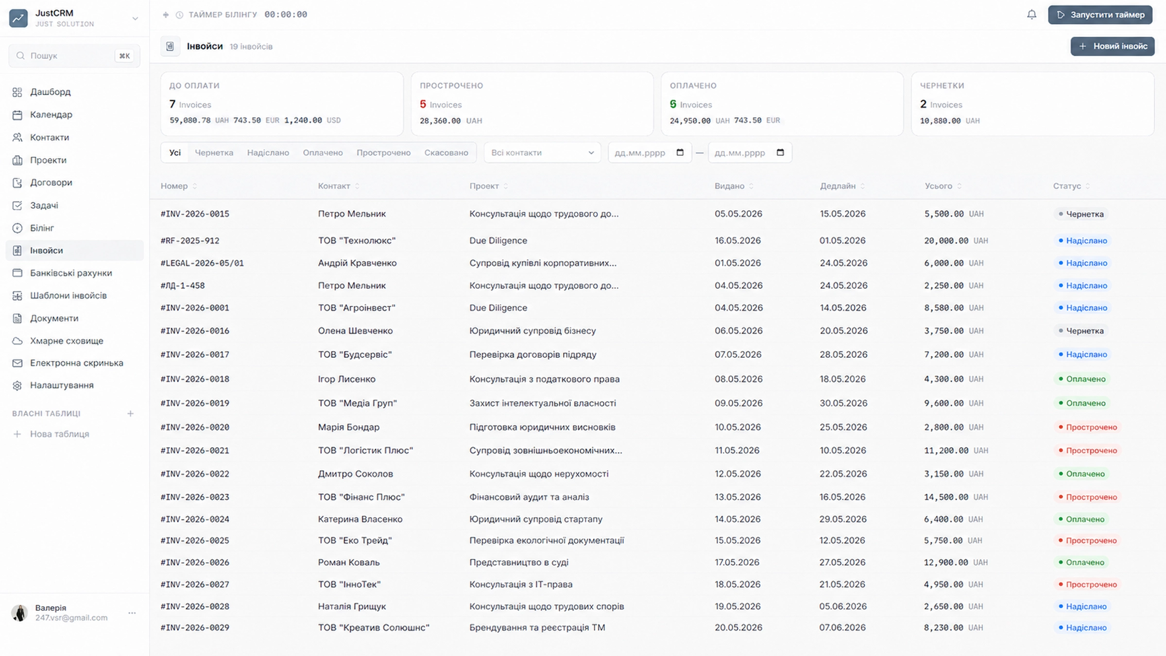 JustCRM — Банківські рахунки (2)